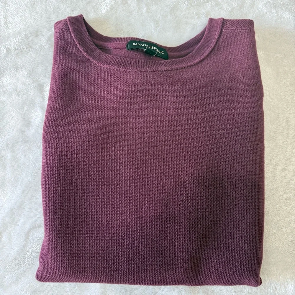 Banana Republic Mens Burgundy Textured Long Sleeve Crew Neck‎ Sweater XL